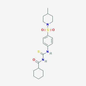 molecular formula C20H29N3O3S2 B467549 N-[[4-(4-methylpiperidin-1-yl)sulfonylphenyl]carbamothioyl]cyclohexanecarboxamide CAS No. 497081-59-1