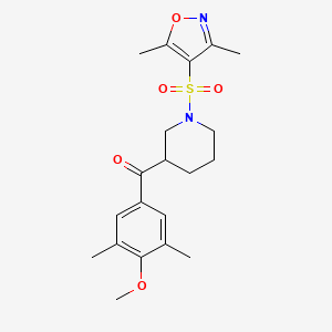 molecular formula C20H26N2O5S B4675521 {1-[(3,5-dimethyl-4-isoxazolyl)sulfonyl]-3-piperidinyl}(4-methoxy-3,5-dimethylphenyl)methanone 