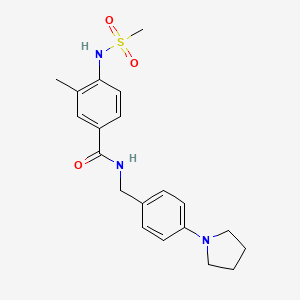 molecular formula C20H25N3O3S B4675542 3-methyl-4-[(methylsulfonyl)amino]-N-[4-(1-pyrrolidinyl)benzyl]benzamide 