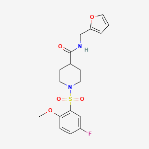 molecular formula C18H21FN2O5S B4675552 1-[(5-fluoro-2-methoxyphenyl)sulfonyl]-N-(2-furylmethyl)-4-piperidinecarboxamide 
