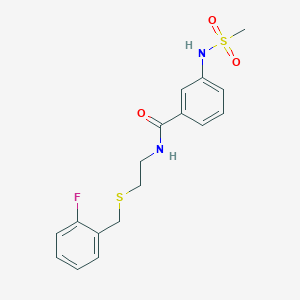 molecular formula C17H19FN2O3S2 B4675581 N-{2-[(2-fluorobenzyl)thio]ethyl}-3-[(methylsulfonyl)amino]benzamide 