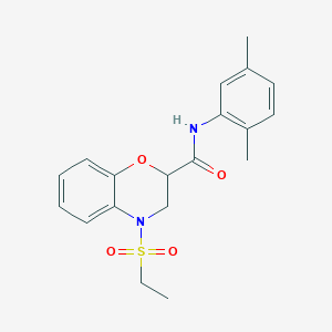 molecular formula C19H22N2O4S B4675626 N-(2,5-dimethylphenyl)-4-(ethylsulfonyl)-3,4-dihydro-2H-1,4-benzoxazine-2-carboxamide 