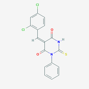 molecular formula C17H10Cl2N2O2S B4675639 5-(2,4-dichlorobenzylidene)-1-phenyl-2-thioxodihydro-4,6(1H,5H)-pyrimidinedione 