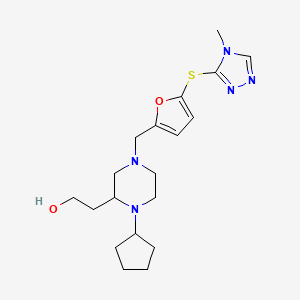 molecular formula C19H29N5O2S B4675656 2-[1-cyclopentyl-4-({5-[(4-methyl-4H-1,2,4-triazol-3-yl)thio]-2-furyl}methyl)-2-piperazinyl]ethanol 