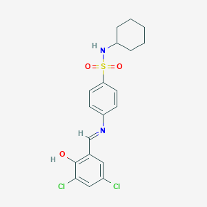 molecular formula C19H20Cl2N2O3S B467566 N-cyclohexyl-4-[(3,5-dichloro-2-hydroxybenzylidene)amino]benzenesulfonamide 