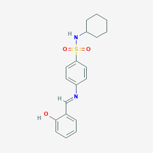 molecular formula C19H22N2O3S B467567 N-cyclohexyl-4-[(2-hydroxybenzylidene)amino]benzenesulfonamide 