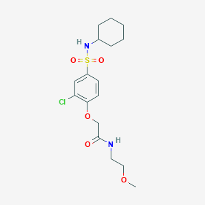 molecular formula C17H25ClN2O5S B4675679 2-{2-chloro-4-[(cyclohexylamino)sulfonyl]phenoxy}-N-(2-methoxyethyl)acetamide 