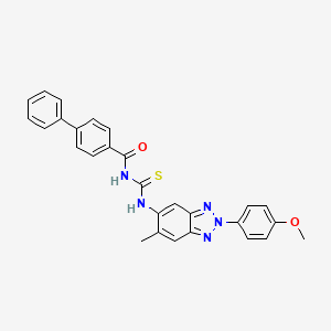 molecular formula C28H23N5O2S B4675691 N-({[2-(4-methoxyphenyl)-6-methyl-2H-1,2,3-benzotriazol-5-yl]amino}carbonothioyl)-4-biphenylcarboxamide 