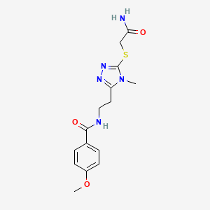 molecular formula C15H19N5O3S B4675759 N-(2-{5-[(2-amino-2-oxoethyl)thio]-4-methyl-4H-1,2,4-triazol-3-yl}ethyl)-4-methoxybenzamide 