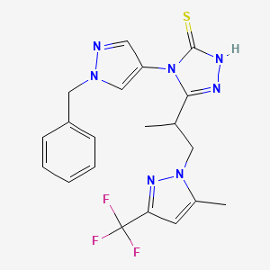 molecular formula C20H20F3N7S B4675761 4-(1-benzyl-1H-pyrazol-4-yl)-5-{1-methyl-2-[5-methyl-3-(trifluoromethyl)-1H-pyrazol-1-yl]ethyl}-4H-1,2,4-triazole-3-thiol 