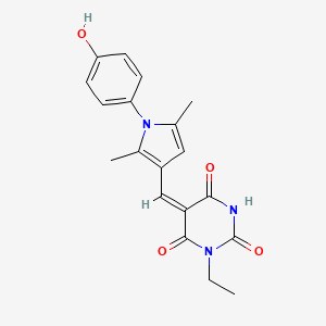 molecular formula C19H19N3O4 B4675774 1-ethyl-5-{[1-(4-hydroxyphenyl)-2,5-dimethyl-1H-pyrrol-3-yl]methylene}-2,4,6(1H,3H,5H)-pyrimidinetrione 
