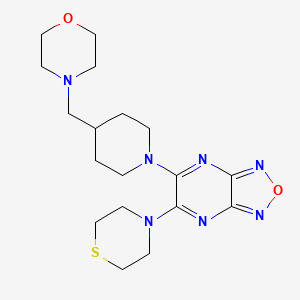 molecular formula C18H27N7O2S B4675786 5-[4-(4-morpholinylmethyl)-1-piperidinyl]-6-(4-thiomorpholinyl)[1,2,5]oxadiazolo[3,4-b]pyrazine 