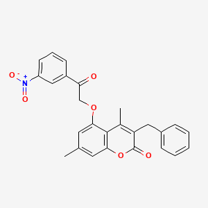molecular formula C26H21NO6 B4675792 3-benzyl-4,7-dimethyl-5-[2-(3-nitrophenyl)-2-oxoethoxy]-2H-chromen-2-one 