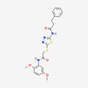 molecular formula C21H22N4O4S2 B4675799 N-[5-({2-[(2,5-dimethoxyphenyl)amino]-2-oxoethyl}thio)-1,3,4-thiadiazol-2-yl]-3-phenylpropanamide 