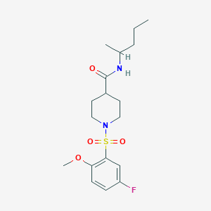 molecular formula C18H27FN2O4S B4675805 1-[(5-fluoro-2-methoxyphenyl)sulfonyl]-N-(1-methylbutyl)-4-piperidinecarboxamide 