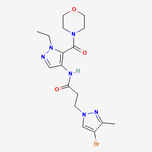 molecular formula C17H23BrN6O3 B4675846 3-(4-bromo-3-methyl-1H-pyrazol-1-yl)-N-[1-ethyl-5-(4-morpholinylcarbonyl)-1H-pyrazol-4-yl]propanamide 