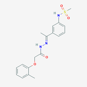 molecular formula C18H21N3O4S B4675851 N-(3-{N-[(2-methylphenoxy)acetyl]ethanehydrazonoyl}phenyl)methanesulfonamide 