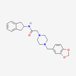 molecular formula C23H27N3O3 B4675865 2-[4-(1,3-benzodioxol-5-ylmethyl)-1-piperazinyl]-N-(2,3-dihydro-1H-inden-2-yl)acetamide 