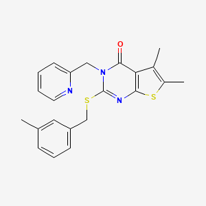 molecular formula C22H21N3OS2 B4675897 5,6-dimethyl-2-[(3-methylbenzyl)thio]-3-(2-pyridinylmethyl)thieno[2,3-d]pyrimidin-4(3H)-one 
