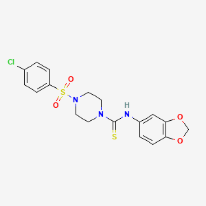 molecular formula C18H18ClN3O4S2 B4675913 N-1,3-benzodioxol-5-yl-4-[(4-chlorophenyl)sulfonyl]-1-piperazinecarbothioamide 