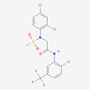 molecular formula C16H12Cl3F3N2O3S B4675921 N~1~-[2-chloro-5-(trifluoromethyl)phenyl]-N~2~-(2,4-dichlorophenyl)-N~2~-(methylsulfonyl)glycinamide 