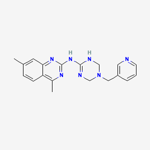 molecular formula C19H21N7 B4675950 4,7-dimethyl-N-[5-(3-pyridinylmethyl)-1,4,5,6-tetrahydro-1,3,5-triazin-2-yl]-2-quinazolinamine 