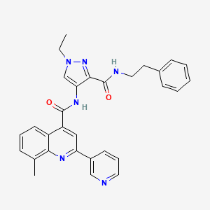 N-(1-ethyl-3-{[(2-phenylethyl)amino]carbonyl}-1H-pyrazol-4-yl)-8-methyl-2-(3-pyridinyl)-4-quinolinecarboxamide