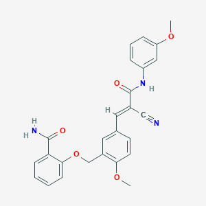 molecular formula C26H23N3O5 B4675964 2-[(5-{2-cyano-3-[(3-methoxyphenyl)amino]-3-oxo-1-propen-1-yl}-2-methoxybenzyl)oxy]benzamide 