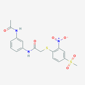 molecular formula C17H17N3O6S2 B4675969 N-[3-(acetylamino)phenyl]-2-{[4-(methylsulfonyl)-2-nitrophenyl]thio}acetamide 