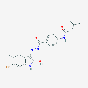 molecular formula C21H21BrN4O3 B467597 N-(4-{[2-(6-bromo-5-methyl-2-oxo-1,2-dihydro-3H-indol-3-ylidene)hydrazino]carbonyl}phenyl)-3-methylbutanamide 