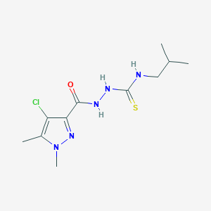 molecular formula C11H18ClN5OS B4676038 2-[(4-chloro-1,5-dimethyl-1H-pyrazol-3-yl)carbonyl]-N-isobutylhydrazinecarbothioamide 