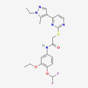molecular formula C21H23F2N5O3S B4676045 N-[4-(difluoromethoxy)-3-ethoxyphenyl]-2-{[4-(1-ethyl-5-methyl-1H-pyrazol-4-yl)-2-pyrimidinyl]thio}acetamide 