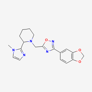 molecular formula C19H21N5O3 B4676053 1-{[3-(1,3-benzodioxol-5-yl)-1,2,4-oxadiazol-5-yl]methyl}-2-(1-methyl-1H-imidazol-2-yl)piperidine 