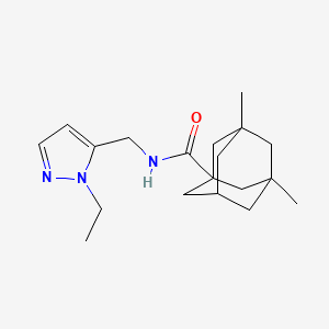 molecular formula C19H29N3O B4676063 N-[(1-ethyl-1H-pyrazol-5-yl)methyl]-3,5-dimethyl-1-adamantanecarboxamide 