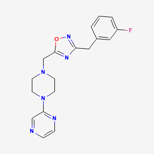 2-(4-{[3-(3-fluorobenzyl)-1,2,4-oxadiazol-5-yl]methyl}-1-piperazinyl)pyrazine