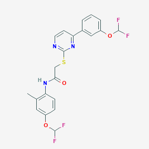 molecular formula C21H17F4N3O3S B4676085 N-[4-(difluoromethoxy)-2-methylphenyl]-2-({4-[3-(difluoromethoxy)phenyl]-2-pyrimidinyl}thio)acetamide 