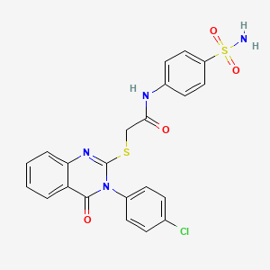 molecular formula C22H17ClN4O4S2 B4676095 N-[4-(aminosulfonyl)phenyl]-2-{[3-(4-chlorophenyl)-4-oxo-3,4-dihydro-2-quinazolinyl]thio}acetamide CAS No. 477329-16-1