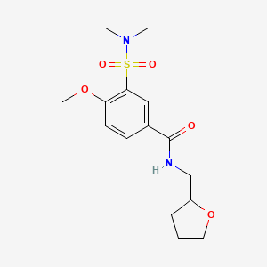 molecular formula C15H22N2O5S B4676109 3-[(dimethylamino)sulfonyl]-4-methoxy-N-(tetrahydro-2-furanylmethyl)benzamide 