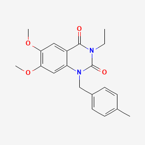 molecular formula C20H22N2O4 B4676129 3-ethyl-6,7-dimethoxy-1-(4-methylbenzyl)-2,4(1H,3H)-quinazolinedione 
