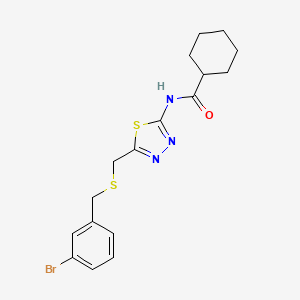 molecular formula C17H20BrN3OS2 B4676140 N-(5-{[(3-bromobenzyl)thio]methyl}-1,3,4-thiadiazol-2-yl)cyclohexanecarboxamide 