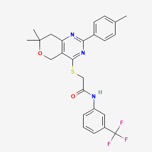 molecular formula C25H24F3N3O2S B4676155 2-{[7,7-dimethyl-2-(4-methylphenyl)-7,8-dihydro-5H-pyrano[4,3-d]pyrimidin-4-yl]thio}-N-[3-(trifluoromethyl)phenyl]acetamide 