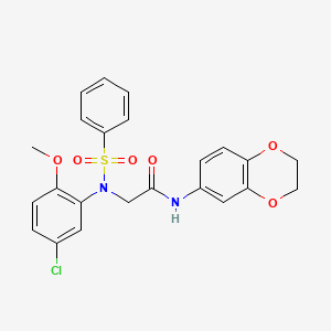 molecular formula C23H21ClN2O6S B4676183 N~2~-(5-chloro-2-methoxyphenyl)-N~1~-(2,3-dihydro-1,4-benzodioxin-6-yl)-N~2~-(phenylsulfonyl)glycinamide 