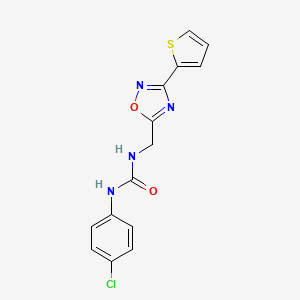 molecular formula C14H11ClN4O2S B4676188 N-(4-chlorophenyl)-N'-{[3-(2-thienyl)-1,2,4-oxadiazol-5-yl]methyl}urea 