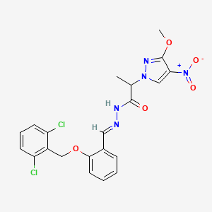 molecular formula C21H19Cl2N5O5 B4676194 N'-{2-[(2,6-dichlorobenzyl)oxy]benzylidene}-2-(3-methoxy-4-nitro-1H-pyrazol-1-yl)propanohydrazide 
