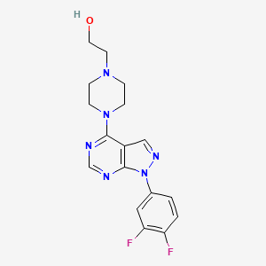 molecular formula C17H18F2N6O B4676209 2-{4-[1-(3,4-difluorophenyl)-1H-pyrazolo[3,4-d]pyrimidin-4-yl]-1-piperazinyl}ethanol 