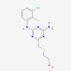molecular formula C13H16ClN5OS B4676220 2-[({4-amino-6-[(3-chloro-2-methylphenyl)amino]-1,3,5-triazin-2-yl}methyl)thio]ethanol 