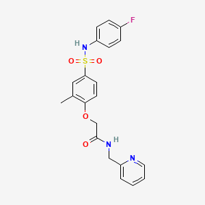 molecular formula C21H20FN3O4S B4676221 2-(4-{[(4-fluorophenyl)amino]sulfonyl}-2-methylphenoxy)-N-(2-pyridinylmethyl)acetamide 