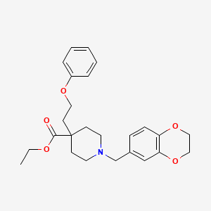 molecular formula C25H31NO5 B4676255 ethyl 1-(2,3-dihydro-1,4-benzodioxin-6-ylmethyl)-4-(2-phenoxyethyl)-4-piperidinecarboxylate 