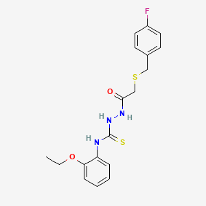 molecular formula C18H20FN3O2S2 B4676270 N-(2-ethoxyphenyl)-2-{[(4-fluorobenzyl)thio]acetyl}hydrazinecarbothioamide 