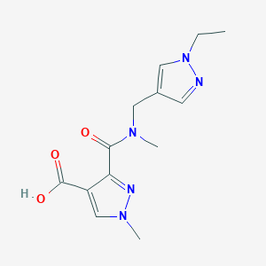 molecular formula C13H17N5O3 B4676291 3-{[[(1-ethyl-1H-pyrazol-4-yl)methyl](methyl)amino]carbonyl}-1-methyl-1H-pyrazole-4-carboxylic acid 
